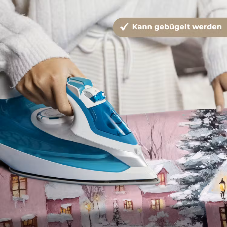 Kerstdorp - Roze - Winter - Sneeuw - Huizen Wandkleed katoen klein -tsfeer9_DE