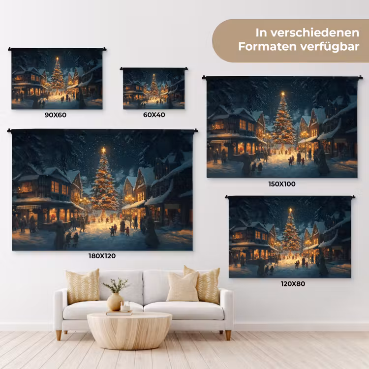 Kerstfeest - Dorp - Donker Wandkleed katoen klein -tsfeer8_DE