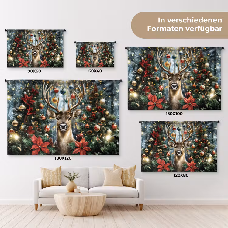 Kerstfeest - Dennenbos - Rood Wandkleed katoen klein -tsfeer8_DE