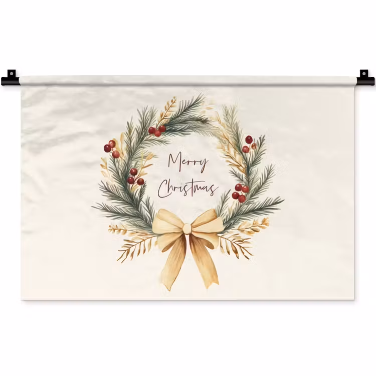 Kerstkrans - Kerst - Goud - Beige Wandkleed katoen klein -zz3d
