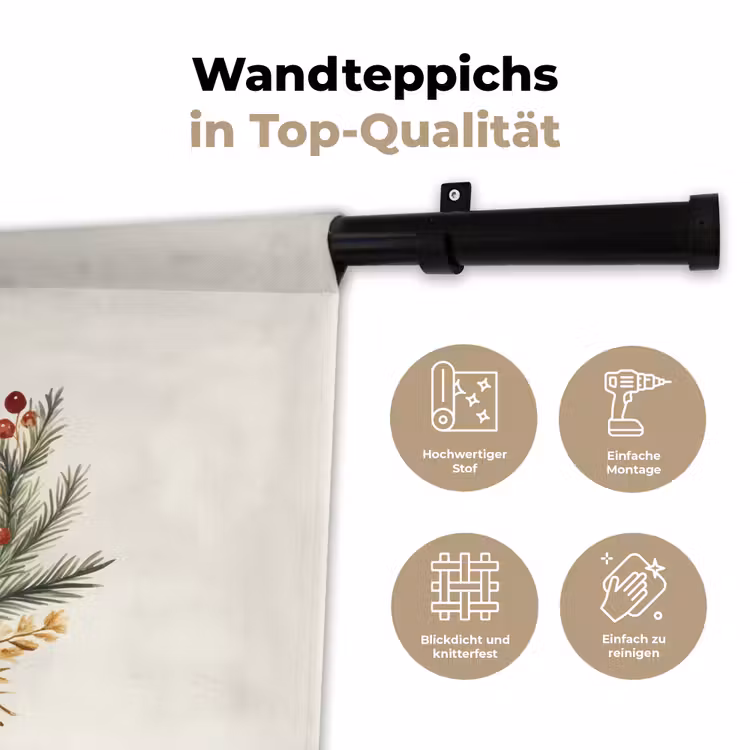 Kerstkrans - Kerst - Goud - Beige Wandkleed katoen klein -tsfeer2_DE