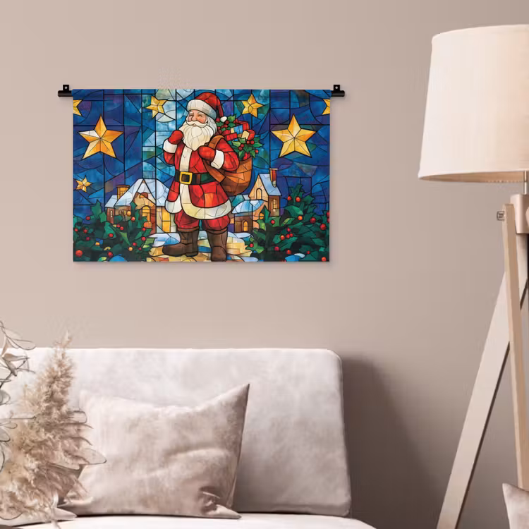Kerstman - Glas - Kleurrijk Wandkleed katoen klein -sfeer4
