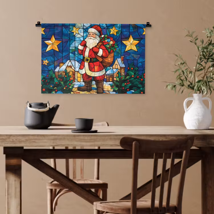 Kerstman - Glas - Kleurrijk Wandkleed katoen klein -sfeer6