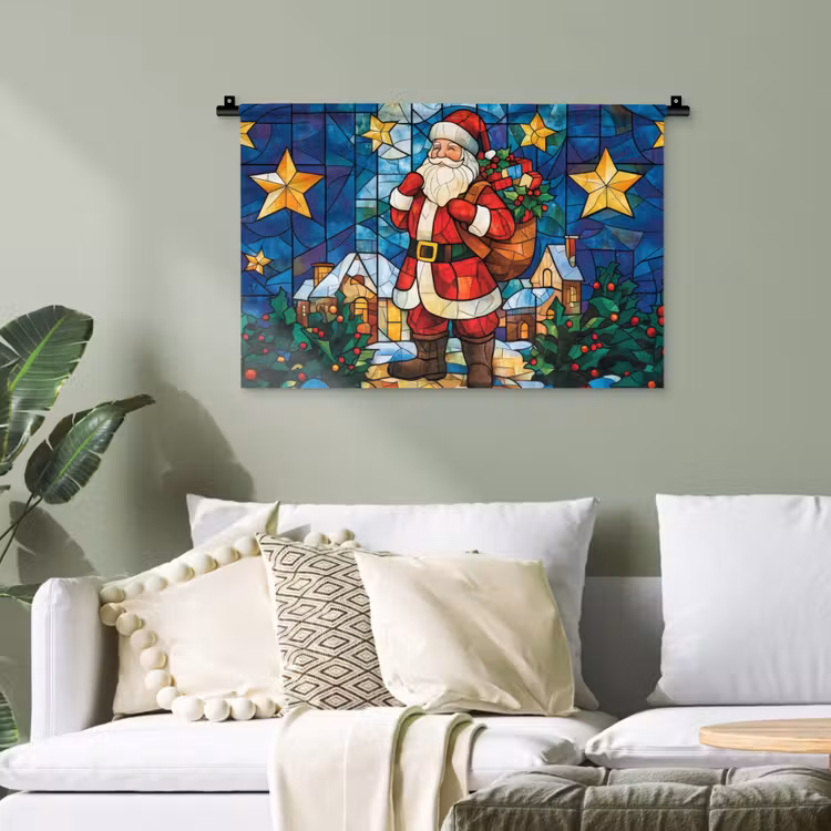 Kerstman - Glas - Kleurrijk Wandkleed katoen klein -sfeer7