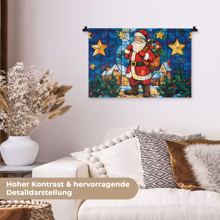 Kerstman - Glas - Kleurrijk Wandkleed katoen klein -tsfeer1_DE