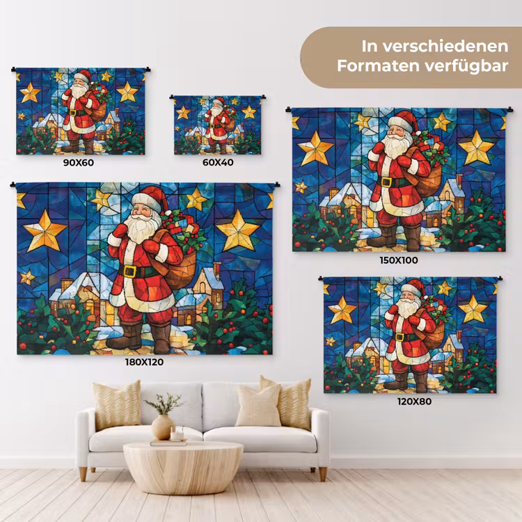 Kerstman - Glas - Kleurrijk Wandkleed katoen klein -tsfeer8_DE
