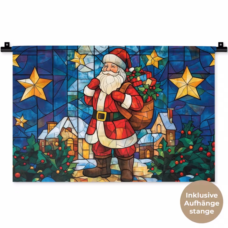 Kerstman - Glas - Kleurrijk Wandkleed katoen klein -t3d_DE