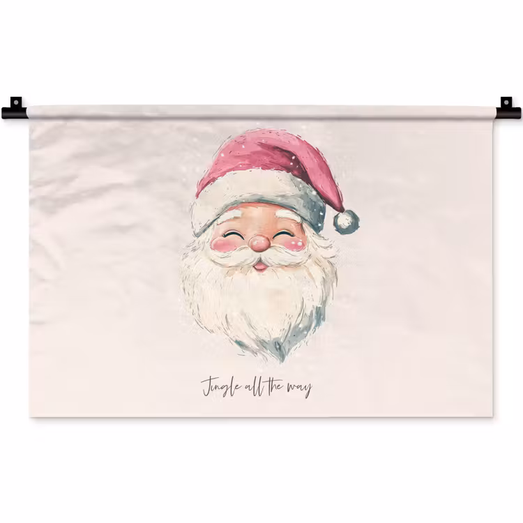 Kerstman - Kerst - Quote - Beige Wandkleed katoen klein -zz3d
