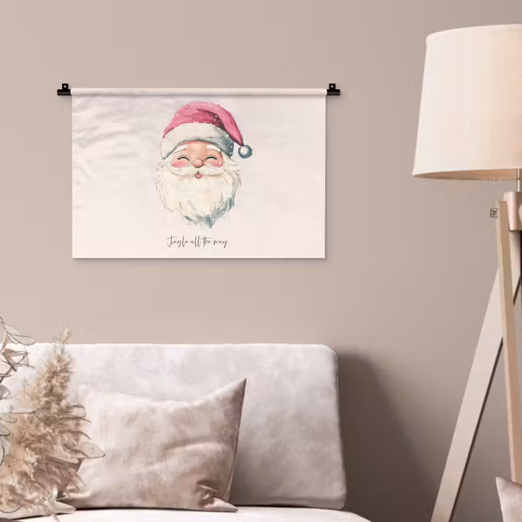 Kerstman - Kerst - Quote - Beige Wandkleed katoen klein -sfeer4