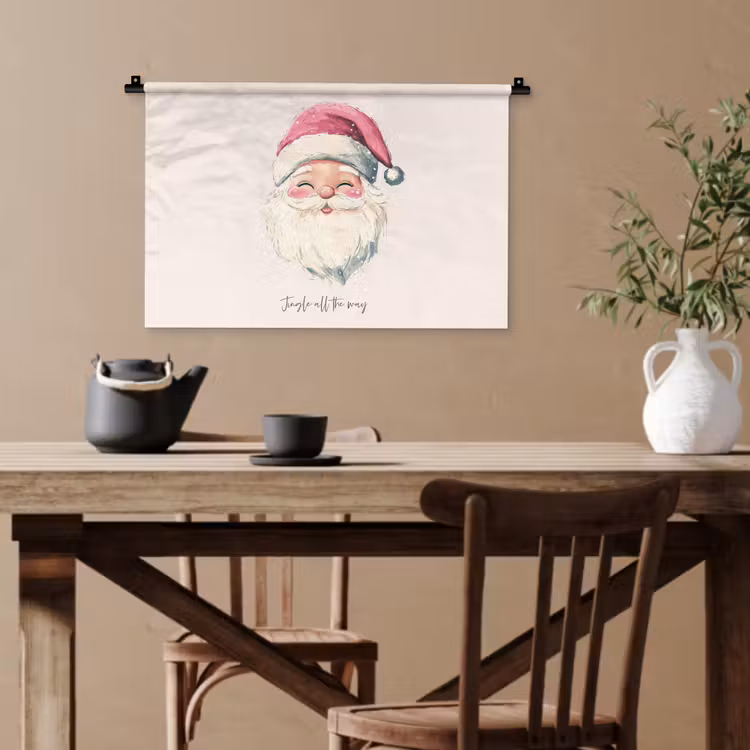 Kerstman - Kerst - Quote - Beige Wandkleed katoen klein -sfeer6