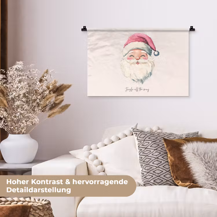 Kerstman - Kerst - Quote - Beige Wandkleed katoen klein -tsfeer1_DE