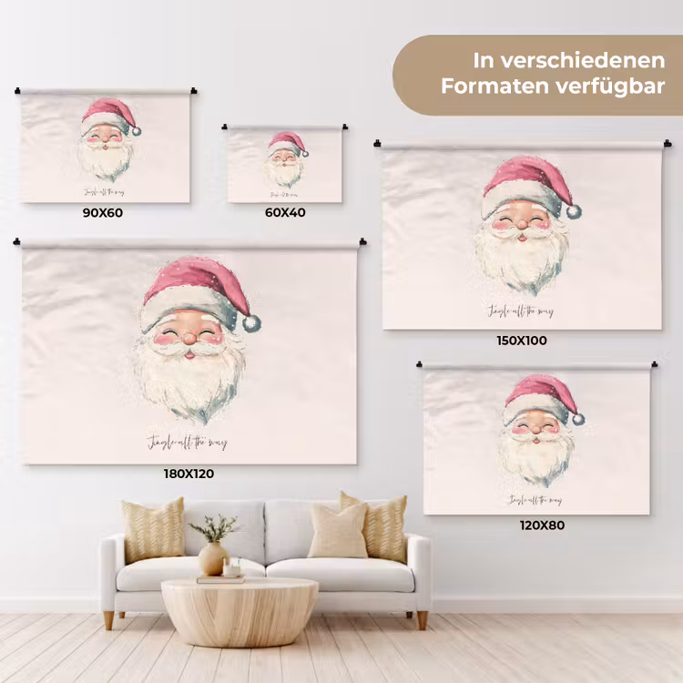 Kerstman - Kerst - Quote - Beige Wandkleed katoen klein -tsfeer8_DE