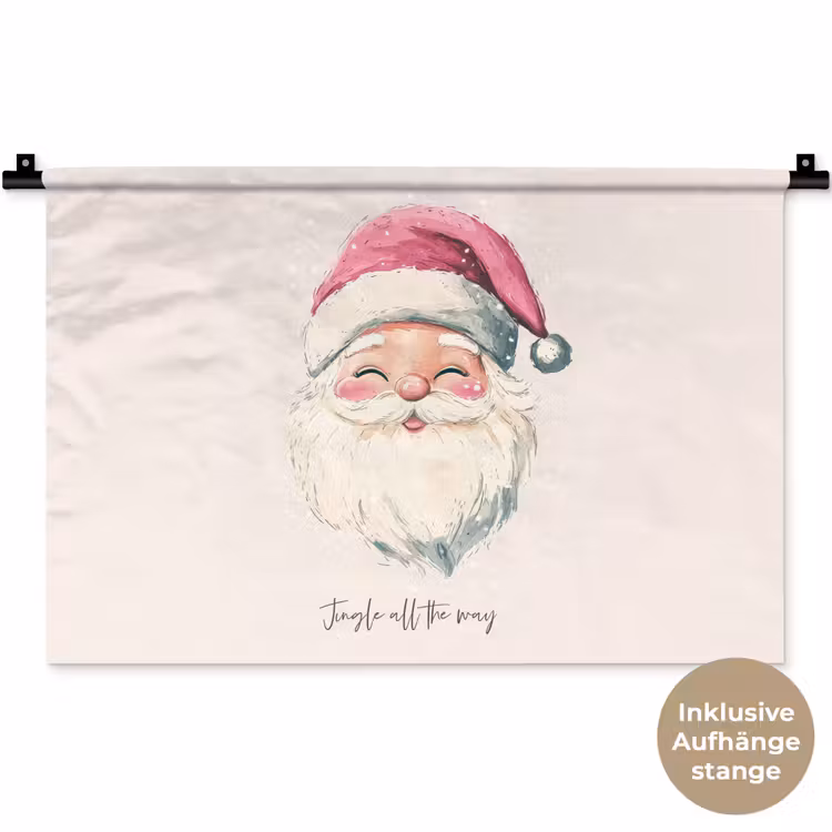 Kerstman - Kerst - Quote - Beige Wandkleed katoen klein -t3d_DE