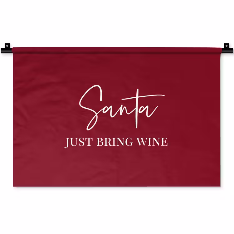 Santa - Wine - Rood - Kerst - Kerstman Wandkleed katoen klein -zz3d