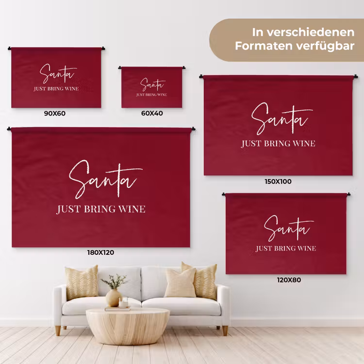 Santa - Wine - Rood - Kerst - Kerstman Wandkleed katoen klein -tsfeer8_DE