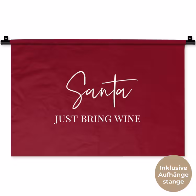 Santa - Wine - Rood - Kerst - Kerstman Wandkleed katoen klein -t3d_DE