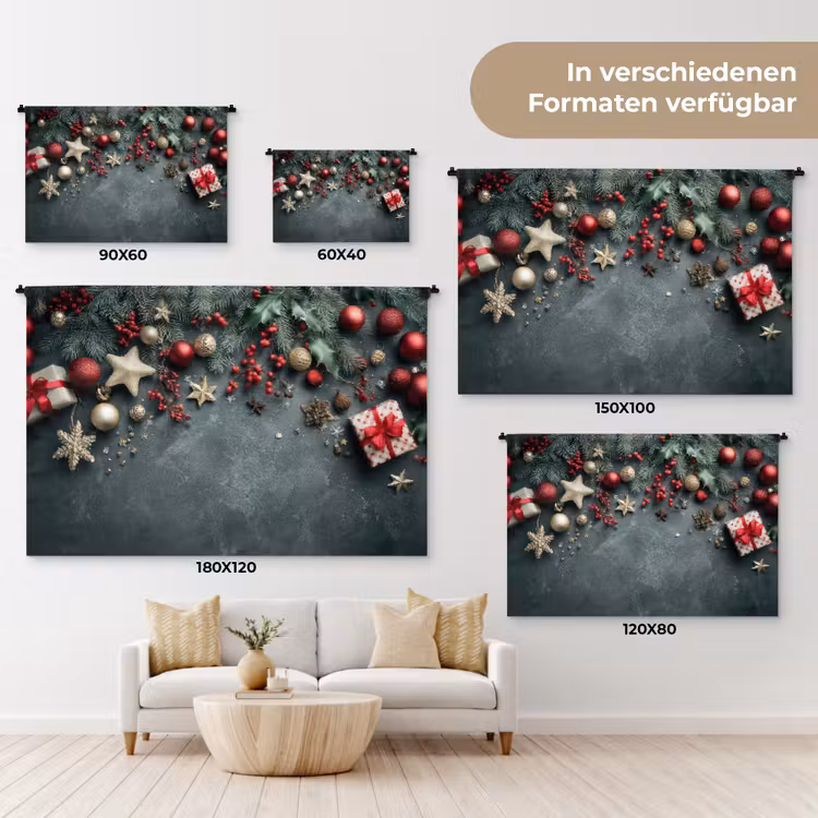 Kerstomlijsting - Hulst - Kleurrijk Wandkleed katoen klein -tsfeer8_DE