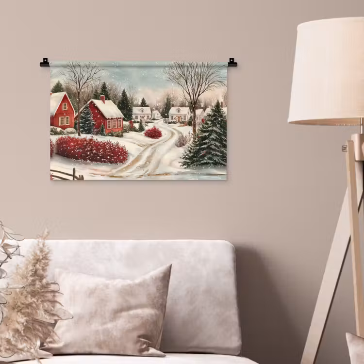 Kerstsfeer - Landelijk - Rood Wandkleed katoen klein -sfeer4