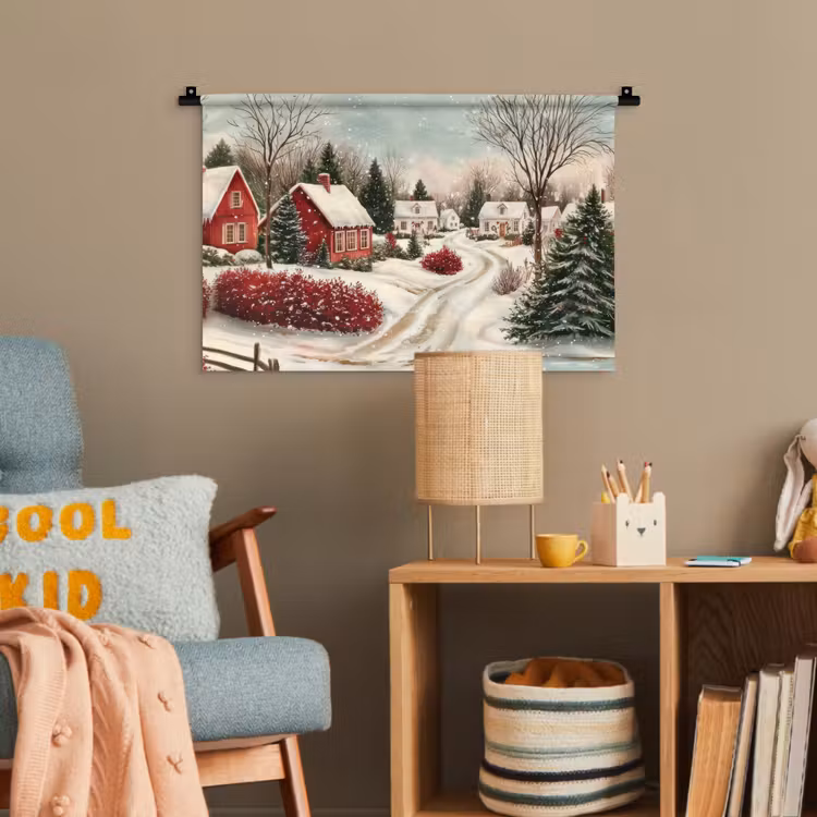 Kerstsfeer - Landelijk - Rood Wandkleed katoen klein -wsfeer4_kind