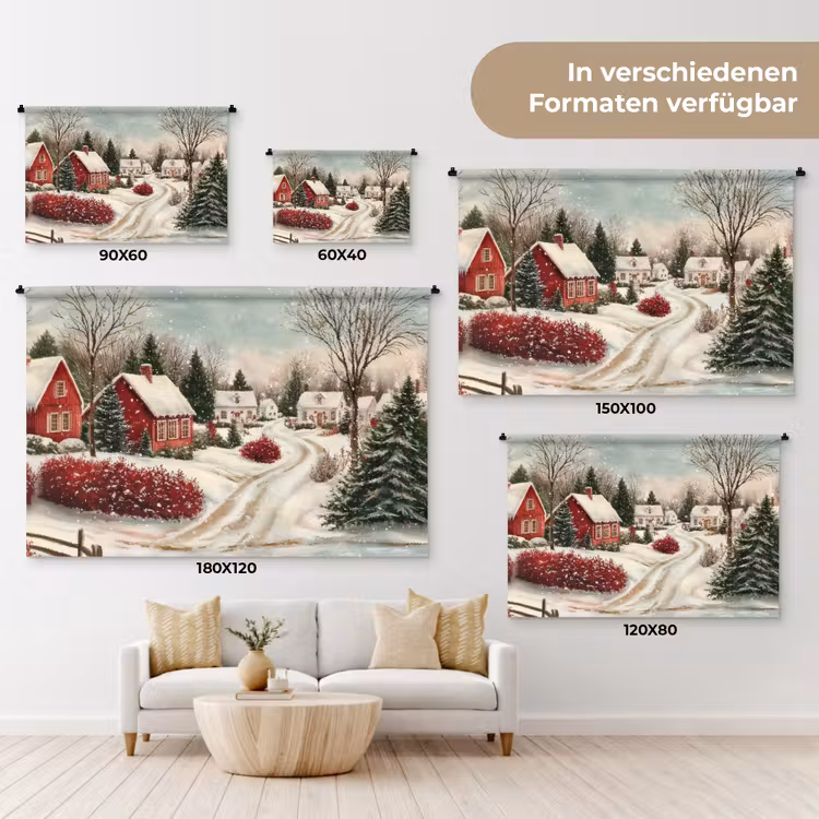 Kerstsfeer - Landelijk - Rood Wandkleed katoen klein -tsfeer8_DE