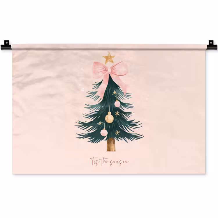 Christmas Season - Kerst - Kerstboom - Roze Wandkleed katoen klein -zz3d