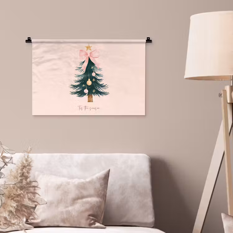 Christmas Season - Kerst - Kerstboom - Roze Wandkleed katoen klein -sfeer4
