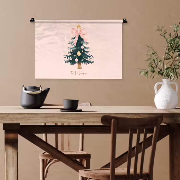 Christmas Season - Kerst - Kerstboom - Roze Wandkleed katoen klein -sfeer6