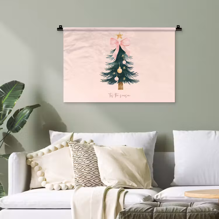 Christmas Season - Kerst - Kerstboom - Roze Wandkleed katoen klein -sfeer7