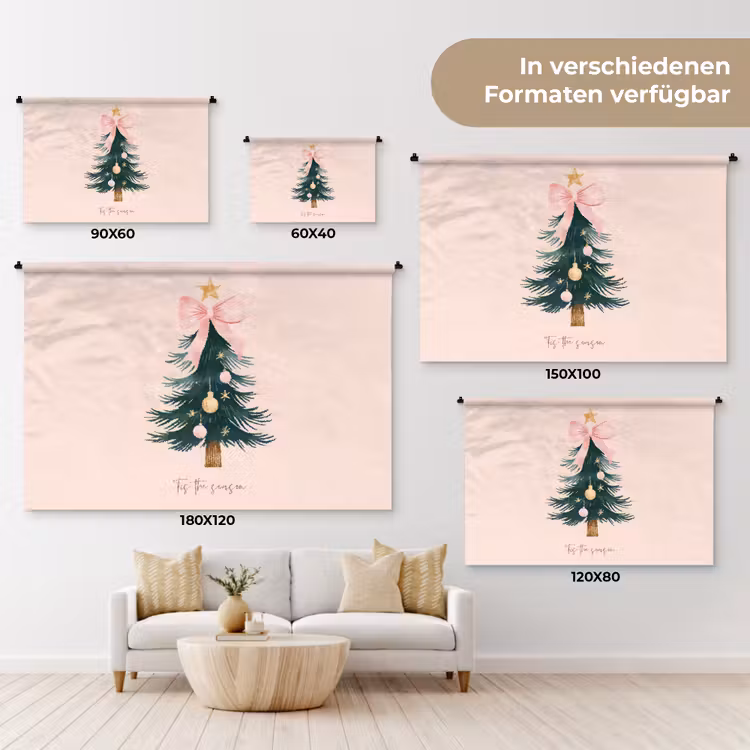 Christmas Season - Kerst - Kerstboom - Roze Wandkleed katoen klein -tsfeer8_DE