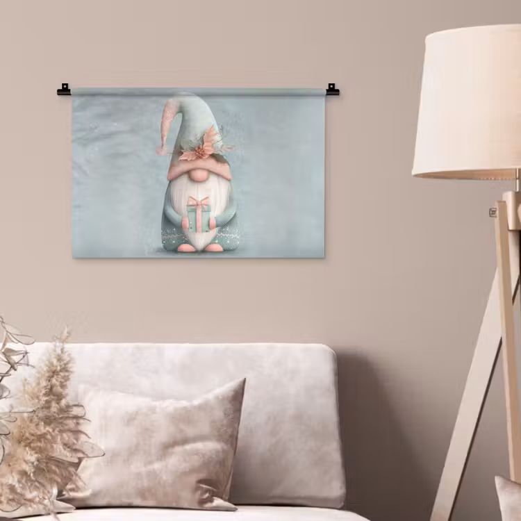 Kerstgnome - Cadeau - Groen Wandkleed katoen klein -sfeer4