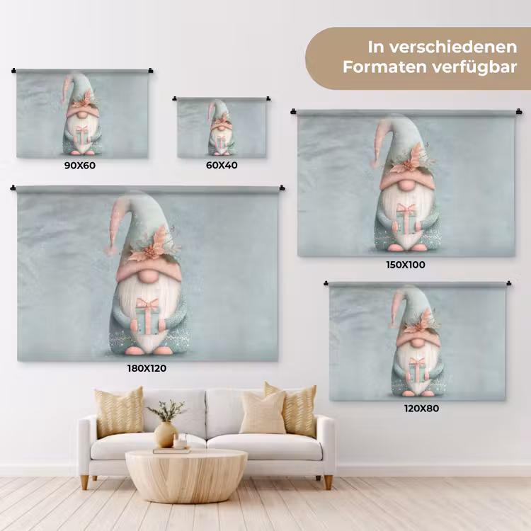 Kerstgnome - Cadeau - Groen Wandkleed katoen klein -tsfeer8_DE