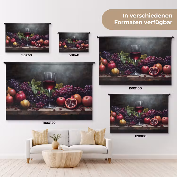 Wijn - Fruit - Stilleven Wandkleed katoen klein -tsfeer8_DE