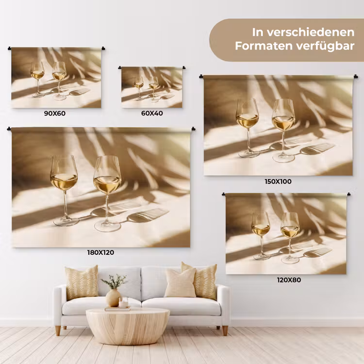 Wijn - Wijnglazen - Wit Wandkleed katoen klein -tsfeer8_DE