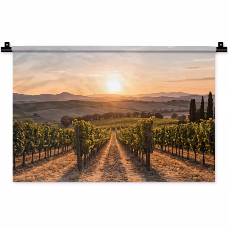 Wijngaard - Zonsondergang - Landschap Wandkleed katoen klein -zz3d