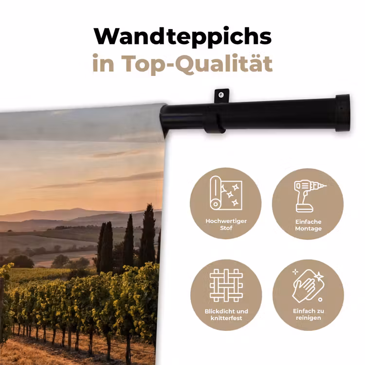 Wijngaard - Zonsondergang - Landschap Wandkleed katoen klein -tsfeer2_DE