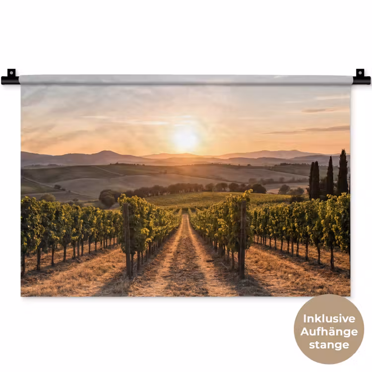 Wijngaard - Zonsondergang - Landschap Wandkleed katoen klein -t3d_DE