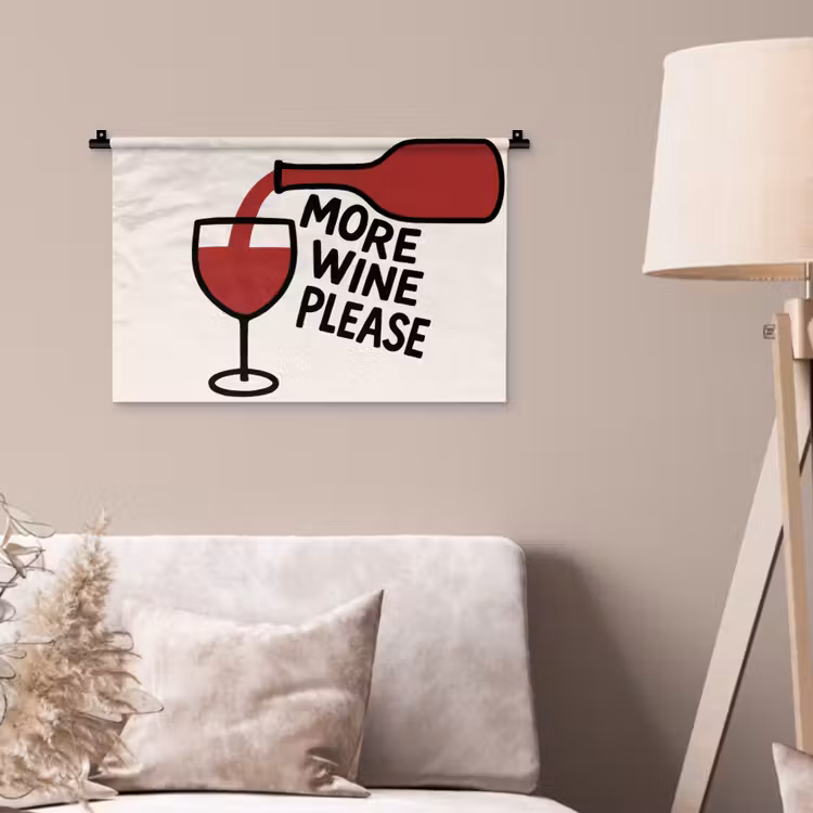 Wijnfles - Quote - Rood - Glas Wandkleed katoen klein -sfeer4