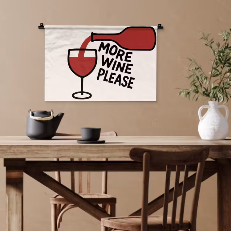 Wijnfles - Quote - Rood - Glas Wandkleed katoen klein -sfeer6