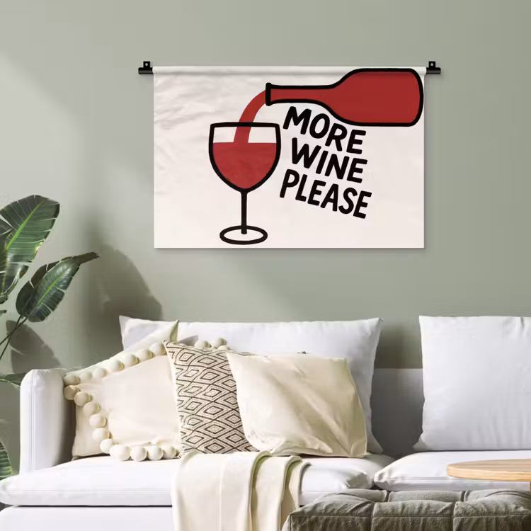 Wijnfles - Quote - Rood - Glas Wandkleed katoen klein -sfeer7