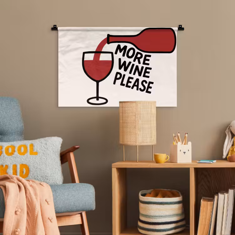 Wijnfles - Quote - Rood - Glas Wandkleed katoen klein -wsfeer4_kind