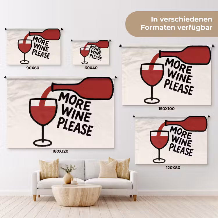Wijnfles - Quote - Rood - Glas Wandkleed katoen klein -tsfeer8_DE