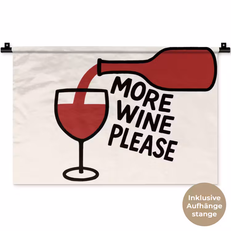 Wijnfles - Quote - Rood - Glas Wandkleed katoen klein -t3d_DE