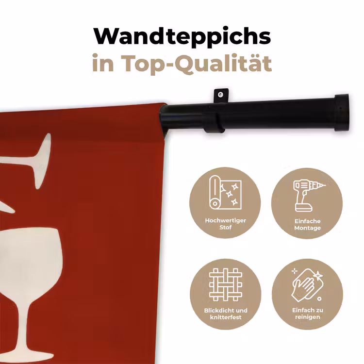Wijnglazen - Silhouetten - Wit Wandkleed katoen klein -tsfeer2_DE