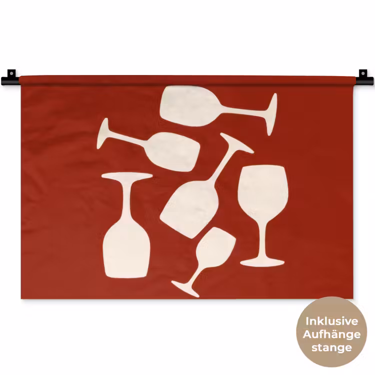 Wijnglazen - Silhouetten - Wit Wandkleed katoen klein -t3d_DE