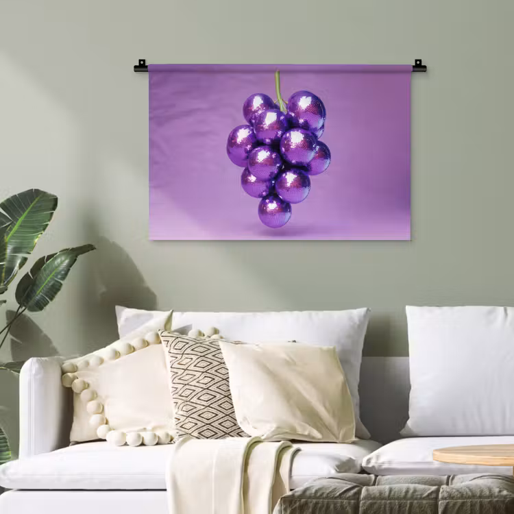 Druif - Disco - Glitter - Paars Wandkleed katoen klein -sfeer7