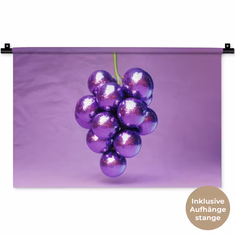 Druif - Disco - Glitter - Paars Wandkleed katoen klein -t3d_DE