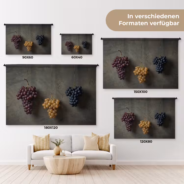 Druiven - Kleurrijk - Muur Wandkleed katoen klein -tsfeer8_DE