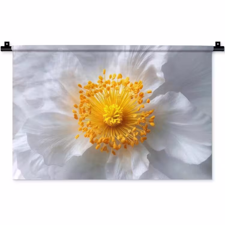 Wit - Bloem - Elegant Wandkleed katoen klein -zz3d