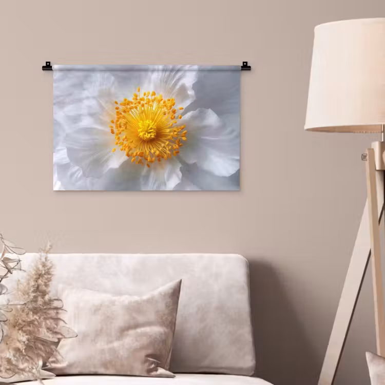 Wit - Bloem - Elegant Wandkleed katoen klein -sfeer4