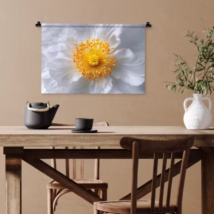 Wit - Bloem - Elegant Wandkleed katoen klein -sfeer6
